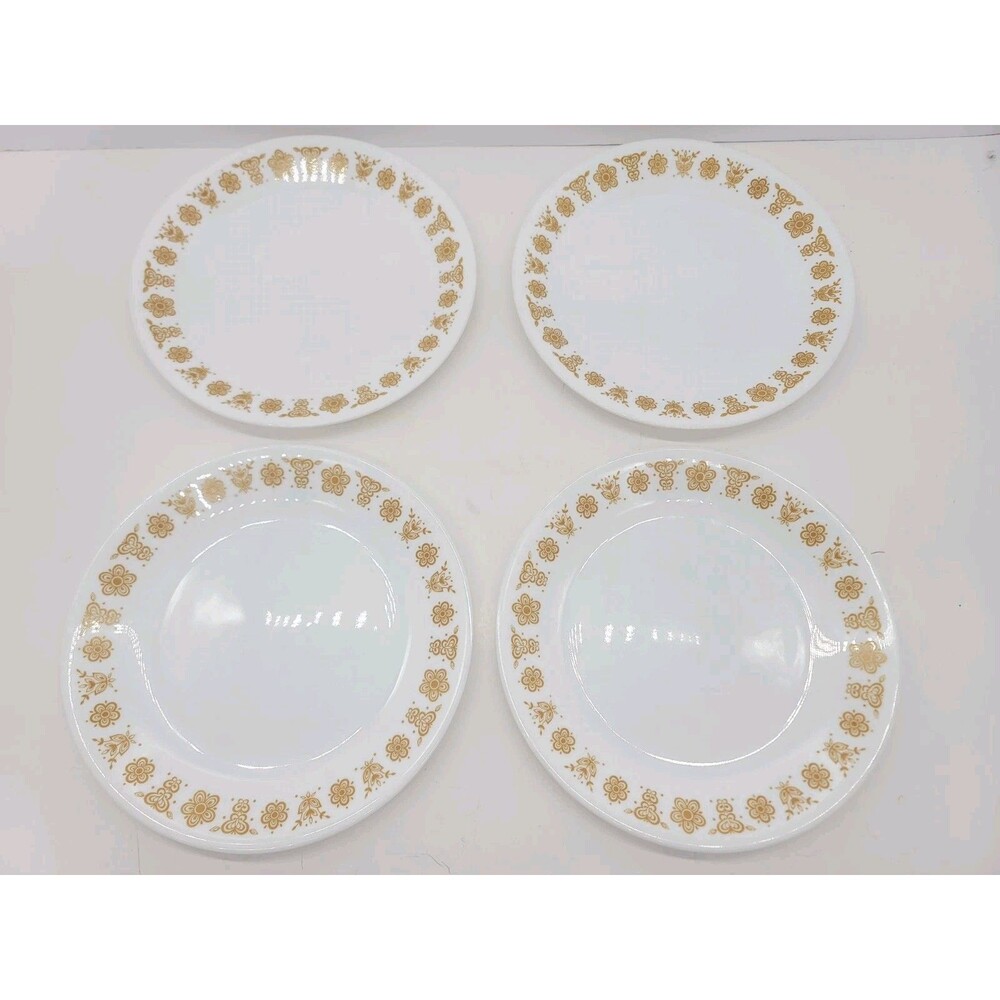 CORELLE LUNCHEON PLATES Butterfly Gold Pattern 8.5” Set of 4